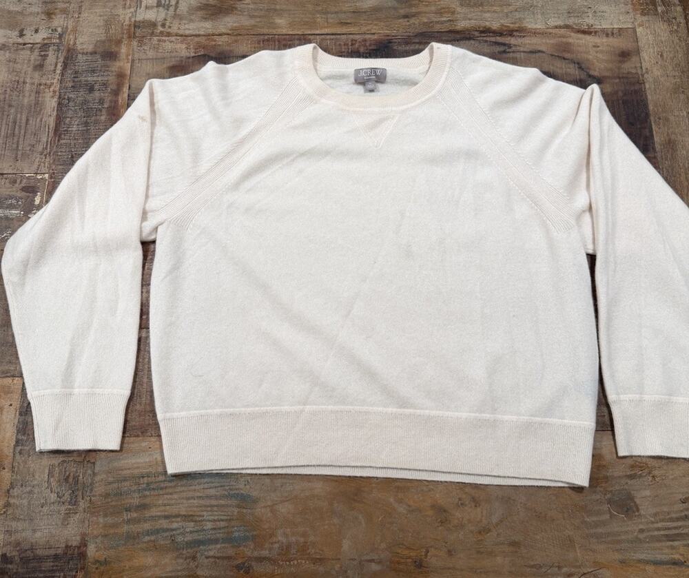 J.Crew Women’s XL 100% Cashmere Sweater Ivory Cream Raglan Crewneck